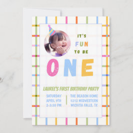 CONVITES 1ST- IT'S FUN TO BE ONE FIRST BIRTHDAY INVITATION 