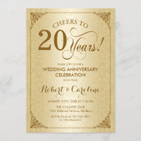 20º Aniversário de Casamento - Damasco Dourado