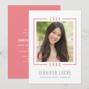 Convites 2020 FORMANDO INVITE fotoquadro chic coral moderno