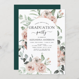 Convites 2022 Emerald Green Graduation Floral Greenery