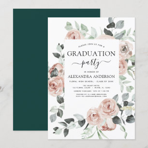 Convites 2022 Emerald Green Graduation Floral Greenery