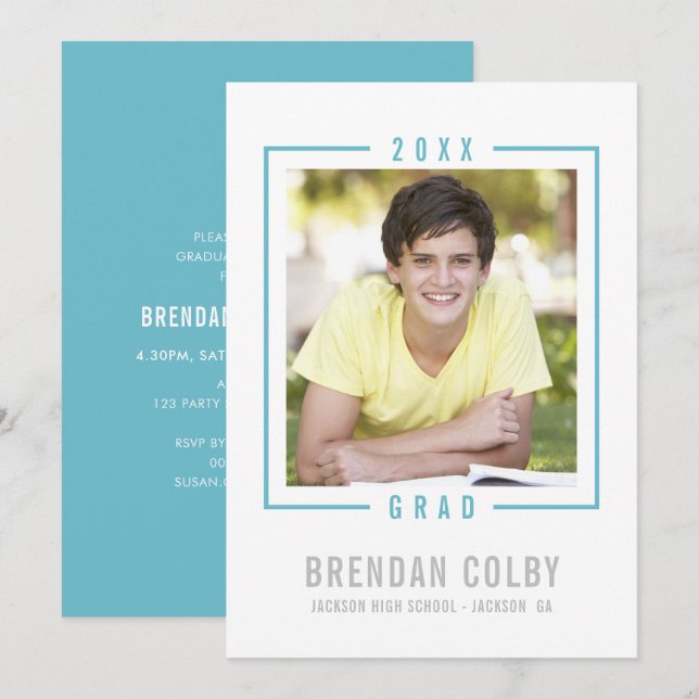 Convites 2022 FORMANDO fotográfico moderno turquesa aqua az (Frente/Verso)