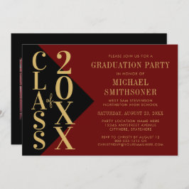 Convites 2022 Graduação Preto Vermelho Vermelho Moderno Cor