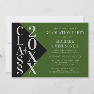 Convites 2023 Graduation Black Green Modern Editable Color