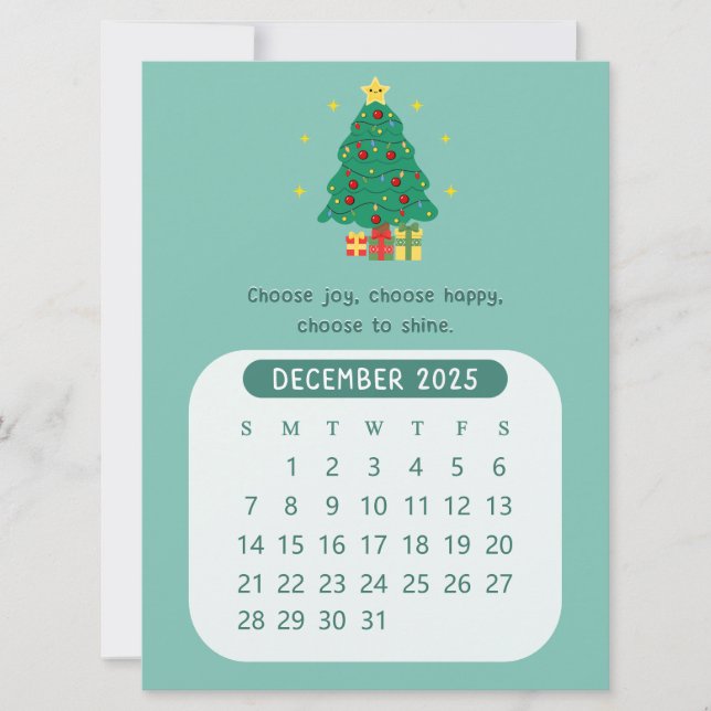 Convites 2025 Dezembro Kawaii Calendário Motivacional Mensa (Frente)