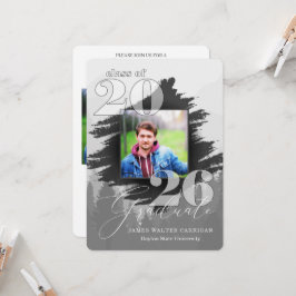 Convites 2025 Escala Cinzenta Masculina 2 Graduação Fotográ