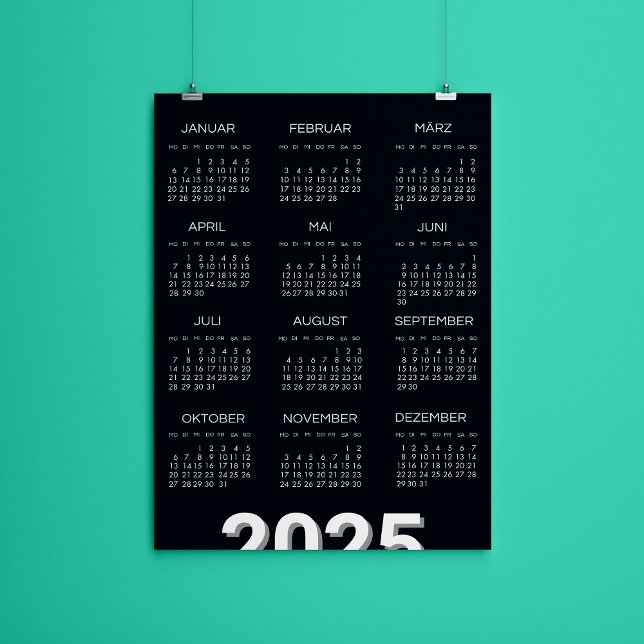 Convites 2025 Kalender Deutsch Preto E Branco (2025 Kalender Deutsch Black And White Invitation)