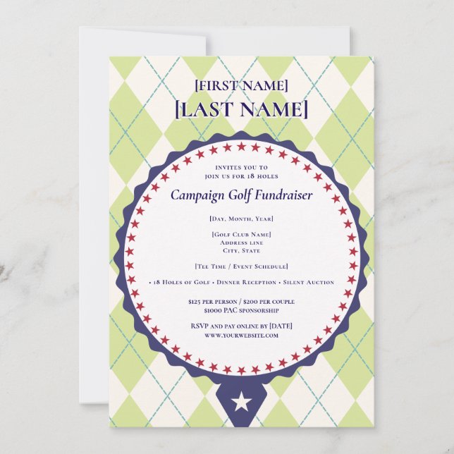 Convites 2026 Candidato Político Golf Scramble Fundraiser (Frente)