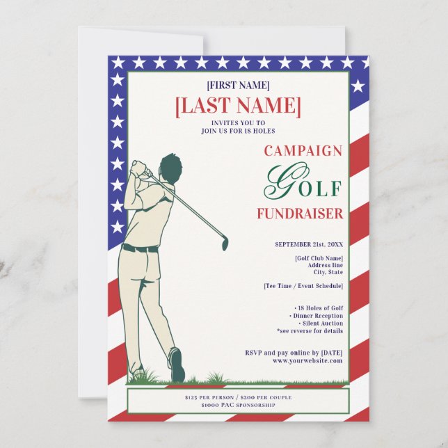 Convites 2026 Candidato Político Golf Scramble Fundraiser (Frente)
