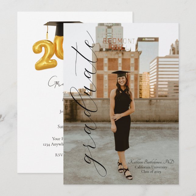 Convites 2026 Graduation Announcement & Party Invitation  (Frente/Verso)