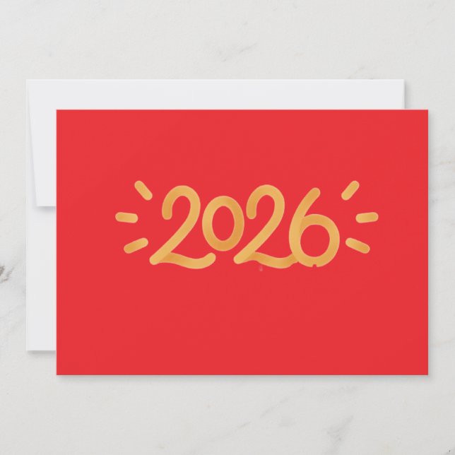 Convites 2026 Lunar New Year Party Invitation - Red and Gol (Frente)