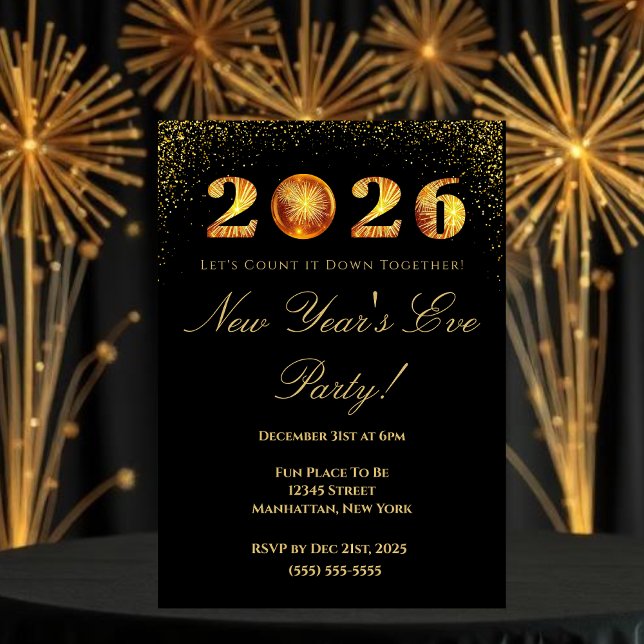 Convites 2026 New Year's Eve Party (2026 New Year's Eve Party Invitation)