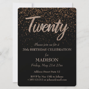 Convites 20 Birthday Dourado Glitter