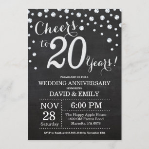Convites 20 Casamento Aniversário Chalkboard Black Silver