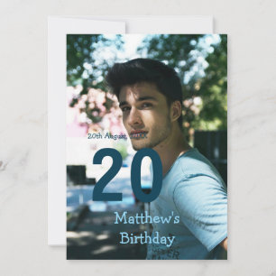 Convites 20 dia aniversário adicionar nome foto data homem