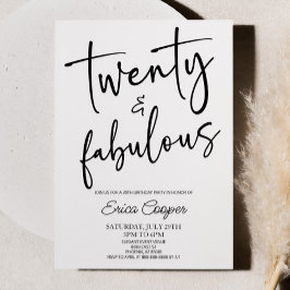 Convites 20 e fabulosa Festa de aniversário mínima de 20