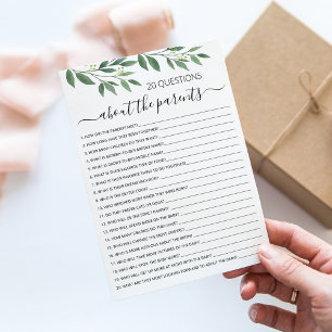 Convites 20 Perguntas sobre a placa de Chá de fraldas para 