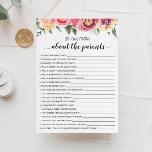 Convites 20 Perguntas sobre a placa de Chá de fraldas para 