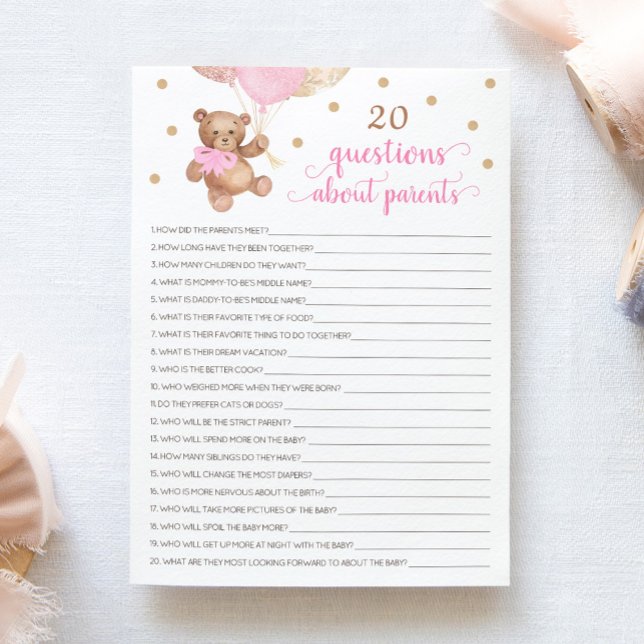 Convites 20 Perguntas Sobre A Placa De Urso De Teddy Dos Pa (Criador carregado)