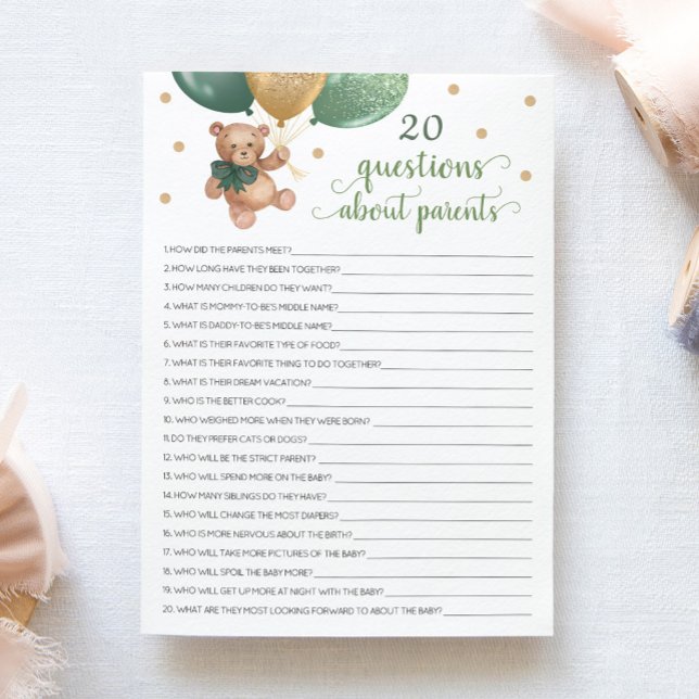 Convites 20 Perguntas Sobre A Placa De Urso De Teddy Dos Pa (Criador carregado)
