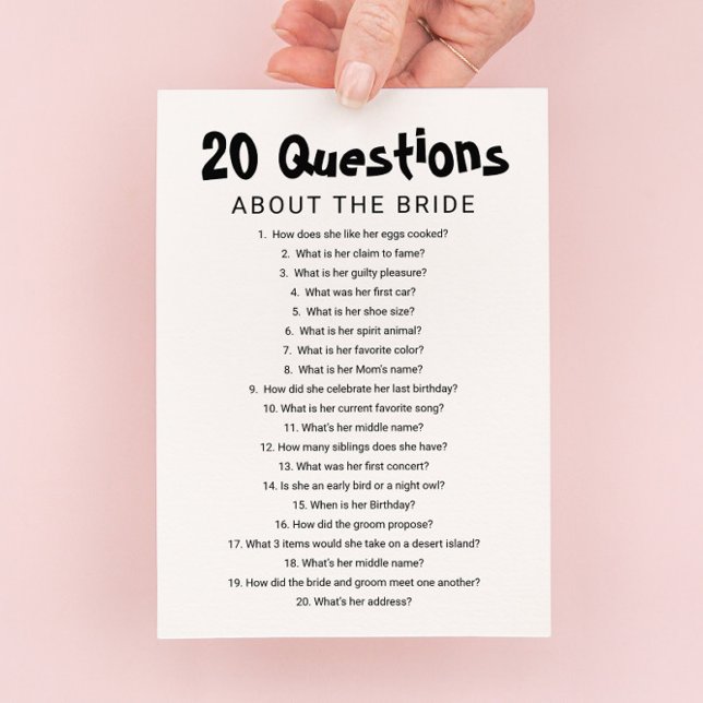 Convites 20 Perguntas sobre o Jogo do Chá de panela da Noiv (Criador carregado)