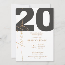 Convites 20th Twentieth Birthday Modern Twenty Party 