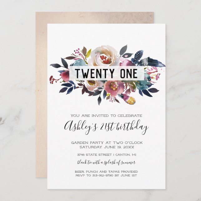 Convites 21ª Festa de Jardim de Aniversário (Frente/Verso)