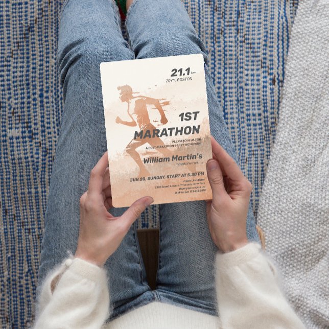 Convites 21,1 milhas por 12000000000000000000000 de maraton (21.1miles 1ST Marathon-Post Marathon Party Invitation)