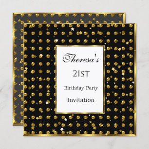 Convites 21 Bolinhas Douradas Estrelas Douradas Estrelas Ne