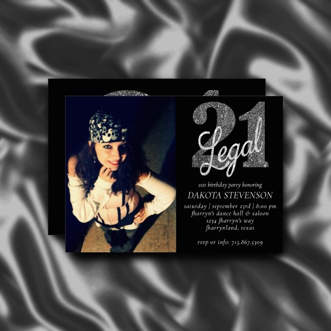 Convites 21 e jurídico | Silver Faux Glitter Photo Keepsaet (Criador carregado)