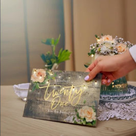 Convites 21 Flores Rústicas De Madeira Festa de aniversário