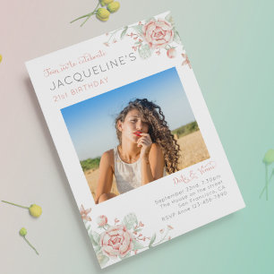 Convites 21 Foto aniversário de 21 anos feminina