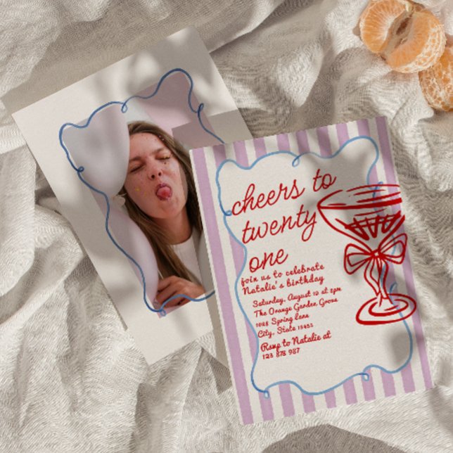 Convites 21 ruas Vermelhas Desenhadas À Mão Vidro De Champa (Criador carregado)