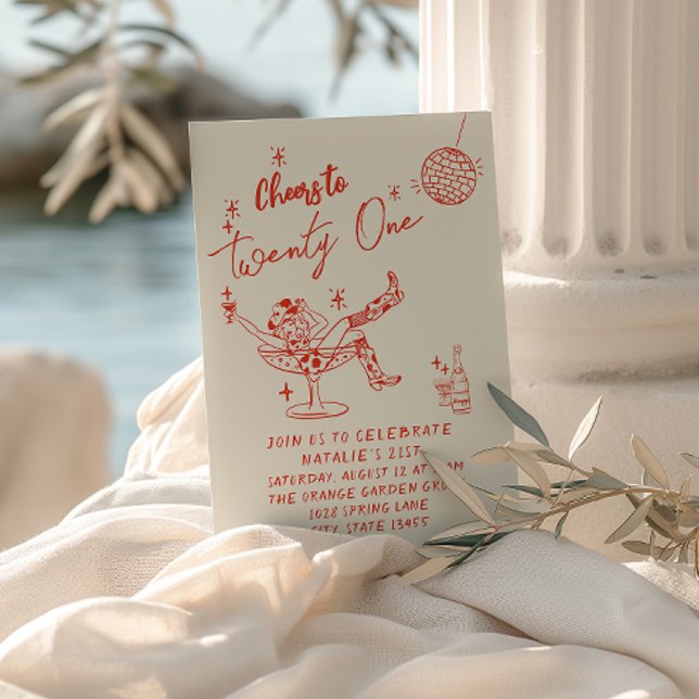 Convites 21 ruas Vermelhas Desenhando Mão Cabeleira Brincad (Criador carregado)