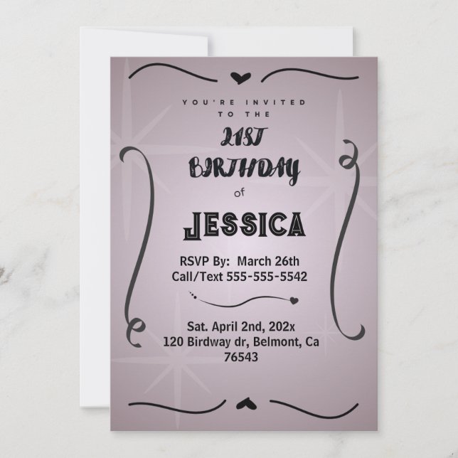 Convites 21 st Birthday Personalized Digital (Frente)