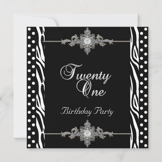 Convites 21rua Zebra Prata Branca Diamante Negro (Frente)