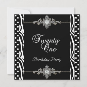 Convites 21rua Zebra Prata Branca Diamante Negro