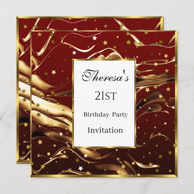 Convites 21ruas Douradas Estrelas da Borgonha Festa de aniv (Frente/Verso)