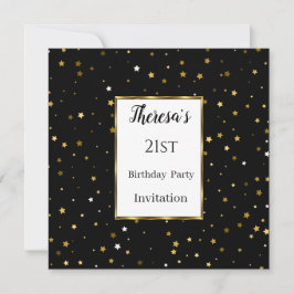 Convites 21ruas Douradas Estrelas Festas de aniversário