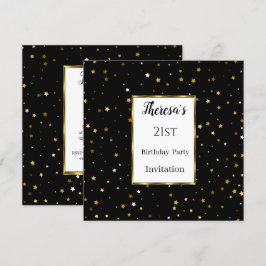 Convites 21ruas Douradas Estrelas Festas de aniversário