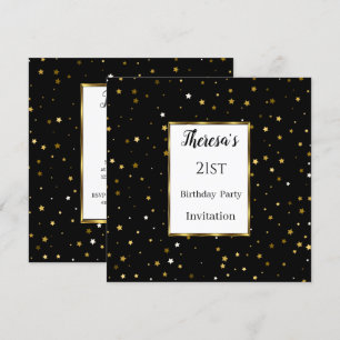 Convites 21ruas Douradas Estrelas Festas de aniversário