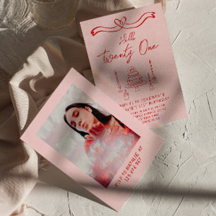 Convites 21ruas Rosa Vermelho Bolo Alô Vinte e Uma Foto Ani