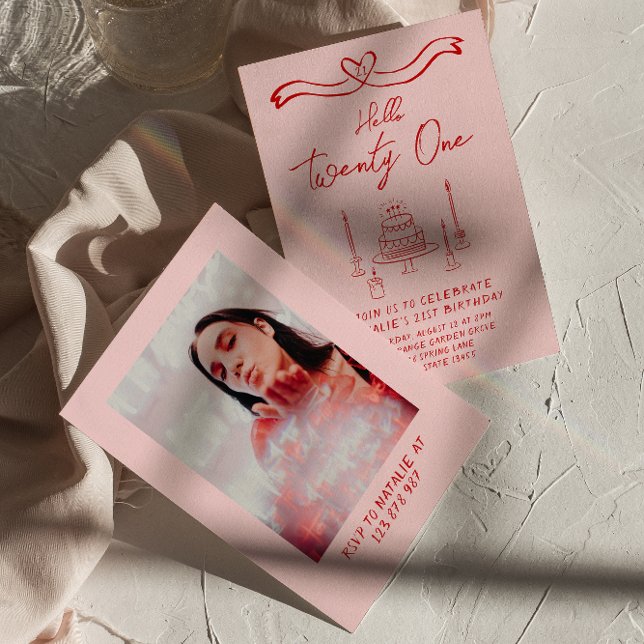 Convites 21ruas Rosa Vermelho Bolo Alô Vinte e Uma Foto Ani (Criador carregado)