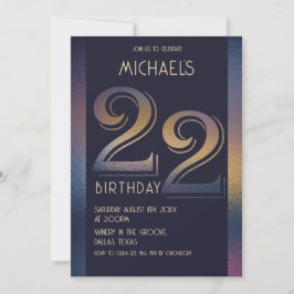 Convites 22º aniversário moderno de roxo escuro e ouro