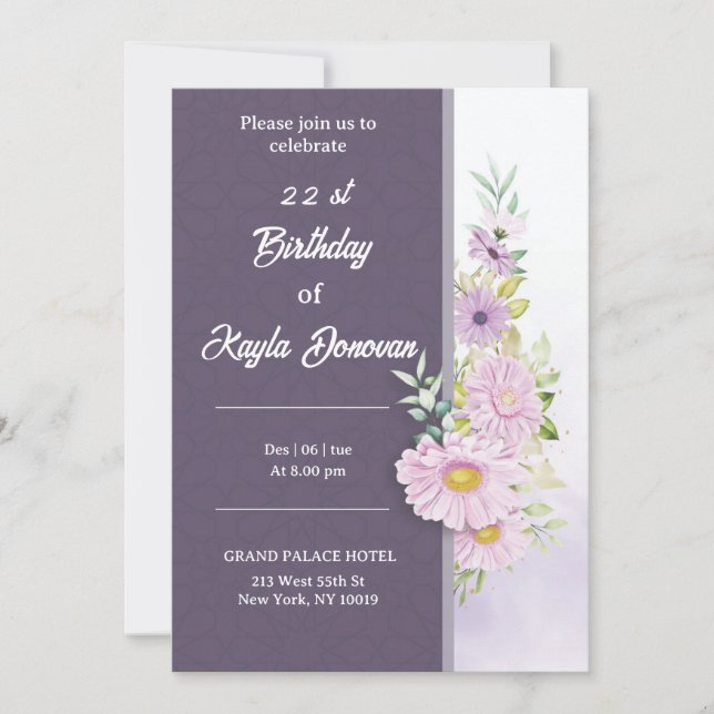 Convites 22 th  Celebration Birthday Card (Frente)