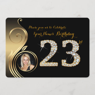 Convites 23º,Convite de Aniversário,Diamante de Número,Foto