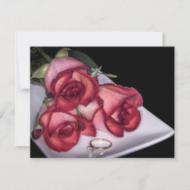 Convites 2466-Rosa vermelha com Anel no Púltimo