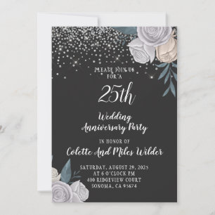Convites 25º Aniversário de Casamento com Brilho de Prata