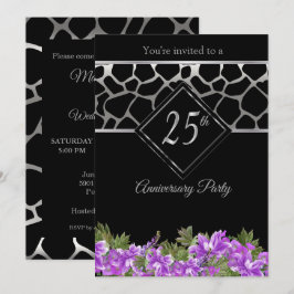 Convites 25º Aniversário de Prata com Floral Lavanda