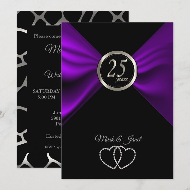 Convites 25º Aniversário de Prata - Padrão de Girafa (Frente/Verso)